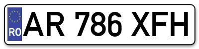 Placuta inmatriculare numar auto  AR-786-XFH, AR 786 XFH, AR786XFH