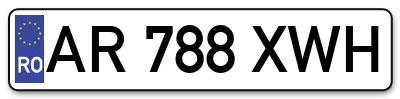 Placuta inmatriculare numar auto  AR-788-XWH, AR 788 XWH, AR788XWH
