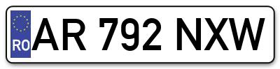 Placuta inmatriculare numar auto  AR-792-NXW, AR 792 NXW, AR792NXW