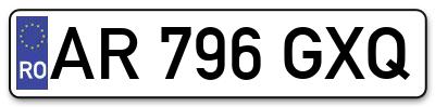 Placuta inmatriculare numar auto  AR-796-GXQ, AR 796 GXQ, AR796GXQ