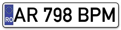 Placuta inmatriculare numar auto  AR-798-BPM, AR 798 BPM, AR798BPM