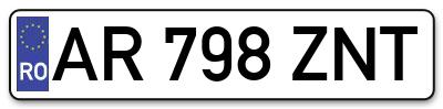 Placuta inmatriculare numar auto  AR-798-ZNT, AR 798 ZNT, AR798ZNT