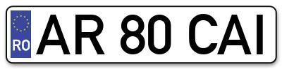 Placuta inmatriculare numar auto  AR-80-CAI, AR 80 CAI, AR80CAI