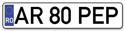 Placuta inmatriculare numar auto  AR-80-PEP, AR 80 PEP, AR80PEP