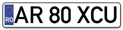 Placuta inmatriculare numar auto  AR-80-XCU, AR 80 XCU, AR80XCU