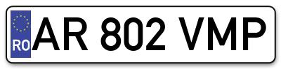 Placuta inmatriculare numar auto  AR-802-VMP, AR 802 VMP, AR802VMP