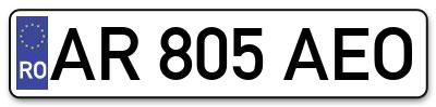 Placuta inmatriculare numar auto  AR-805-AEO, AR 805 AEO, AR805AEO