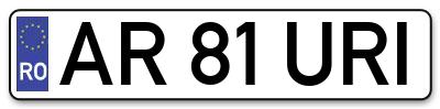 Placuta inmatriculare numar auto  AR-81-URI, AR 81 URI, AR81URI