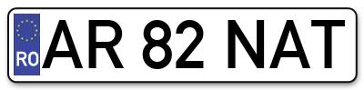 Placuta inmatriculare numar auto  AR-82-NAT, AR 82 NAT, AR82NAT