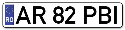 Placuta inmatriculare numar auto  AR-82-PBI, AR 82 PBI, AR82PBI