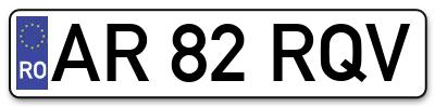 Placuta inmatriculare numar auto  AR-82-RQV, AR 82 RQV, AR82RQV