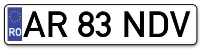 Placuta inmatriculare numar auto  AR-83-NDV, AR 83 NDV, AR83NDV