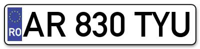 Placuta inmatriculare numar auto  AR-830-TYU, AR 830 TYU, AR830TYU