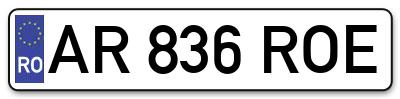 Placuta inmatriculare numar auto  AR-836-ROE, AR 836 ROE, AR836ROE
