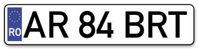 Placuta inmatriculare numar auto  AR-84-BRT, AR 84 BRT, AR84BRT