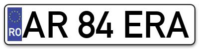 Placuta inmatriculare numar auto  AR-84-ERA, AR 84 ERA, AR84ERA