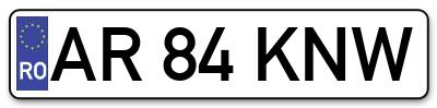 Placuta inmatriculare numar auto  AR-84-KNW, AR 84 KNW, AR84KNW