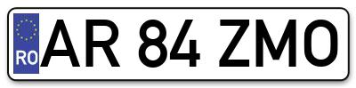 Placuta inmatriculare numar auto  AR-84-ZMO, AR 84 ZMO, AR84ZMO