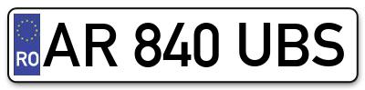 Placuta inmatriculare numar auto  AR-840-UBS, AR 840 UBS, AR840UBS
