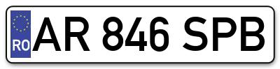 Placuta inmatriculare numar auto  AR-846-SPB, AR 846 SPB, AR846SPB