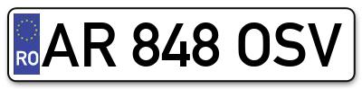 Placuta inmatriculare numar auto  AR-848-OSV, AR 848 OSV, AR848OSV