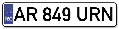 Placuta inmatriculare numar auto  AR-849-URN, AR 849 URN, AR849URN