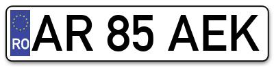 Placuta inmatriculare numar auto  AR-85-AEK, AR 85 AEK, AR85AEK