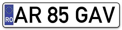 Placuta inmatriculare numar auto  AR-85-GAV, AR 85 GAV, AR85GAV