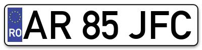 Placuta inmatriculare numar auto  AR-85-JFC, AR 85 JFC, AR85JFC