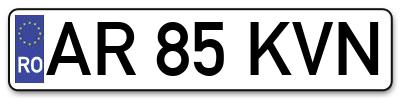 Placuta inmatriculare numar auto  AR-85-KVN, AR 85 KVN, AR85KVN