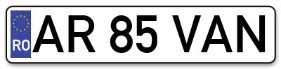 Placuta inmatriculare numar auto  AR-85-VAN, AR 85 VAN, AR85VAN
