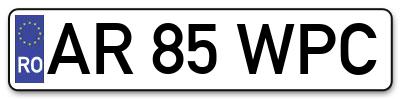 Placuta inmatriculare numar auto  AR-85-WPC, AR 85 WPC, AR85WPC