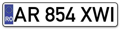 Placuta inmatriculare numar auto  AR-854-XWI, AR 854 XWI, AR854XWI