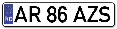 Placuta inmatriculare numar auto  AR-86-AZS, AR 86 AZS, AR86AZS