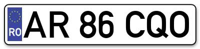 Placuta inmatriculare numar auto  AR-86-CQO, AR 86 CQO, AR86CQO