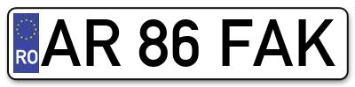 Placuta inmatriculare numar auto  AR-86-FAK, AR 86 FAK, AR86FAK