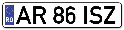 Placuta inmatriculare numar auto  AR-86-ISZ, AR 86 ISZ, AR86ISZ