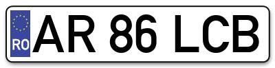 Placuta inmatriculare numar auto  AR-86-LCB, AR 86 LCB, AR86LCB