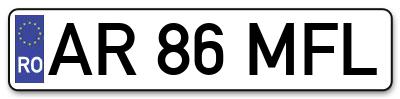 Placuta inmatriculare numar auto  AR-86-MFL, AR 86 MFL, AR86MFL