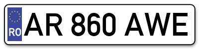 Placuta inmatriculare numar auto  AR-860-AWE, AR 860 AWE, AR860AWE