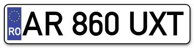 Placuta inmatriculare numar auto  AR-860-UXT, AR 860 UXT, AR860UXT