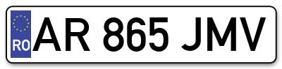 Placuta inmatriculare numar auto  AR-865-JMV, AR 865 JMV, AR865JMV
