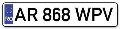 Placuta inmatriculare numar auto  AR-868-WPV, AR 868 WPV, AR868WPV
