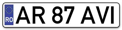 Placuta inmatriculare numar auto  AR-87-AVI, AR 87 AVI, AR87AVI