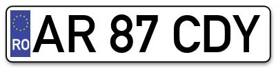 Placuta inmatriculare numar auto  AR-87-CDY, AR 87 CDY, AR87CDY
