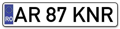 Placuta inmatriculare numar auto  AR-87-KNR, AR 87 KNR, AR87KNR