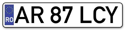 Placuta inmatriculare numar auto  AR-87-LCY, AR 87 LCY, AR87LCY