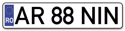 Placuta inmatriculare numar auto  AR-88-NIN, AR 88 NIN, AR88NIN