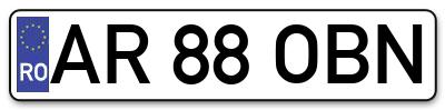 Placuta inmatriculare numar auto  AR-88-OBN, AR 88 OBN, AR88OBN