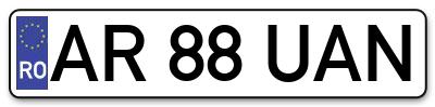Placuta inmatriculare numar auto  AR-88-UAN, AR 88 UAN, AR88UAN